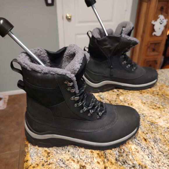 All in Motion Men's Jordan Waterproof Winter Boots Black Sz 11 Leather Faux Fur - Picture 5 of 12